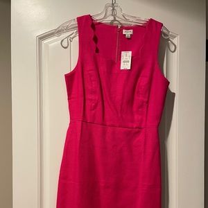 NWT J Crew Scalloped Basketweave Square Neck Dress